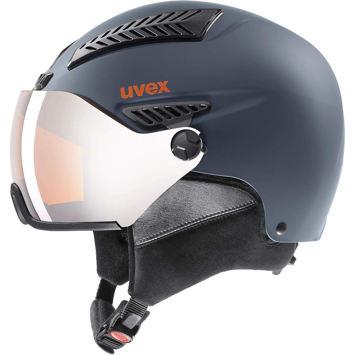 Гірськолижний шолом uvex HLMT 600 Visor для дорослих, темно-сірий з помаранчевим, матовий, розмір 59-61 см