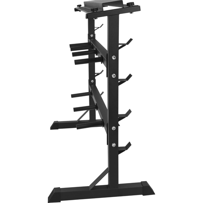 Стійка для гантелей та дисків GORILLA SPORTS, 3 рівня, сталь, 30 мм, до 400 кг, чорна/біла/срібляста