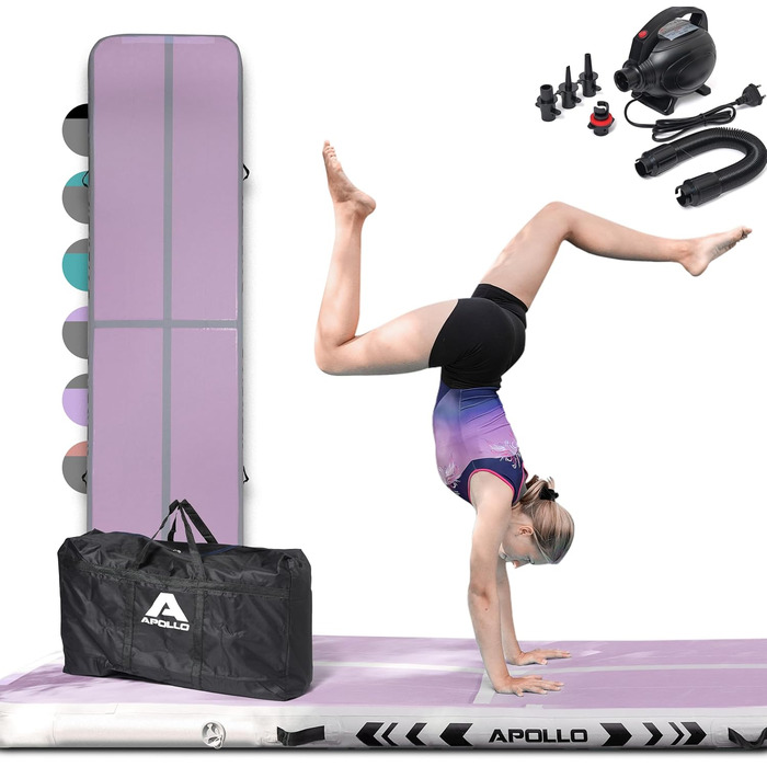 Надувний гімнастичний мат Apollo Air Mat Pro для дорослих і дітей, довжина 3м/4м, для дому та вулиці, акробатичний килимок для тренувань
