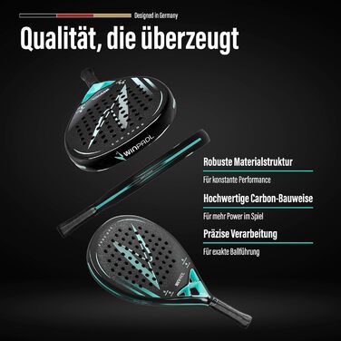 Ракетка для падел Zone One Carbon - 100% Карбон, м'який Eva-керн, 365 г, краплеподібна форма, шорсткий ударний майданчик - Унісекс (Бірюзовий)