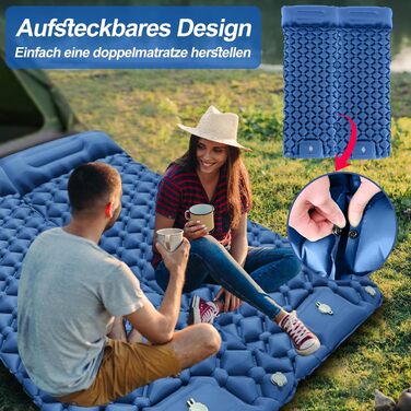 Isomatte HVIERO Саморозкладається, надувна, для кемпінгу, рюкзак, подорожі, туризм. Легка, компактна, блакитна.