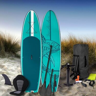 Надувна SUP-дошка BRAST Shark 300-320 см з аксесуарами: весло 2-в-1, сидіння для каяка, тримач для камери, ремінь на ногу, насос, рюкзак, гарантія 5 років