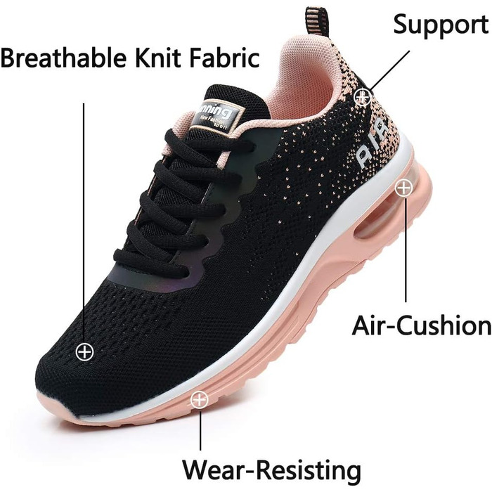 AFFINEST Легкі кросівки для бігу та спорту, дихаючі, з антиковзкою підошвою, чорно-помаранчеві (41 EU)