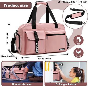 Спортивна сумка для жінок та чоловіків з відділенням для взуття та вологих речей, водонепроникна сумка-вікенд для тренувань, залу, плавання та сауни (рожева)
