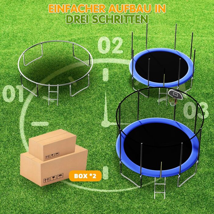 Батут Redkid Outdoor 305 см з сіткою, драбиною та баскетбольним кільцем, 440 фунтів