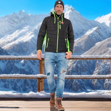 Чоловіча куртка Nebulus MERIK, тепла зимова та перехідна куртка (XXL, чорно-лаймова)