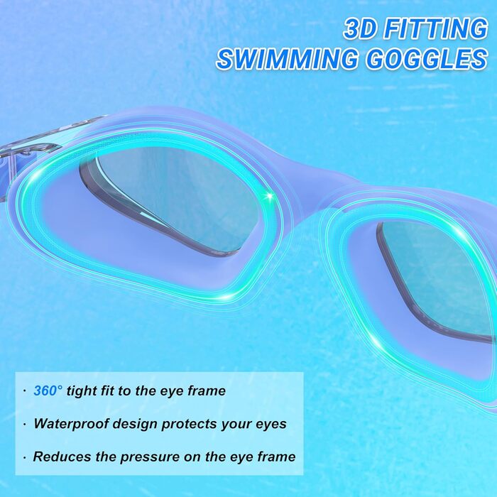 Окуляри для плавання Schwibrille з HD-лінзами, антифог, UV-захист, герметичні, зручні - для дорослих, басейн/відкрита вода, фіолетові