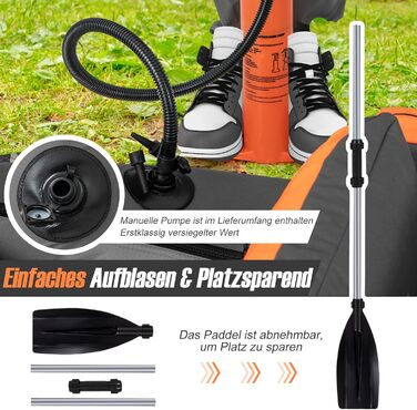 Надувне рибальське човен GYMAX: компактне belly boat з насосом, веслами та регульованими ременями. Витримує до 150 кг (сірий)