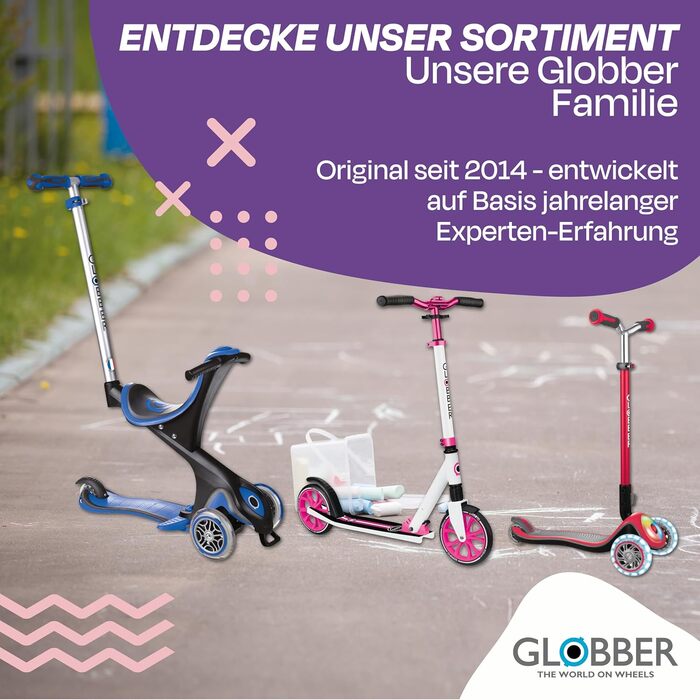 Дитячий самокат GLOBBER Primo Foldable Plus Lights з LED колесами, 3 колеса, для дітей від 3 років, регульована висота, підшипники ABEC 5, колеса 120/80 мм
