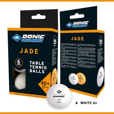 М'яч для настільного тенісу Donic-Schildkröt Jade, Poly 40+, білий, оранжевий, набір 6, 12, 72 або 144 шт.