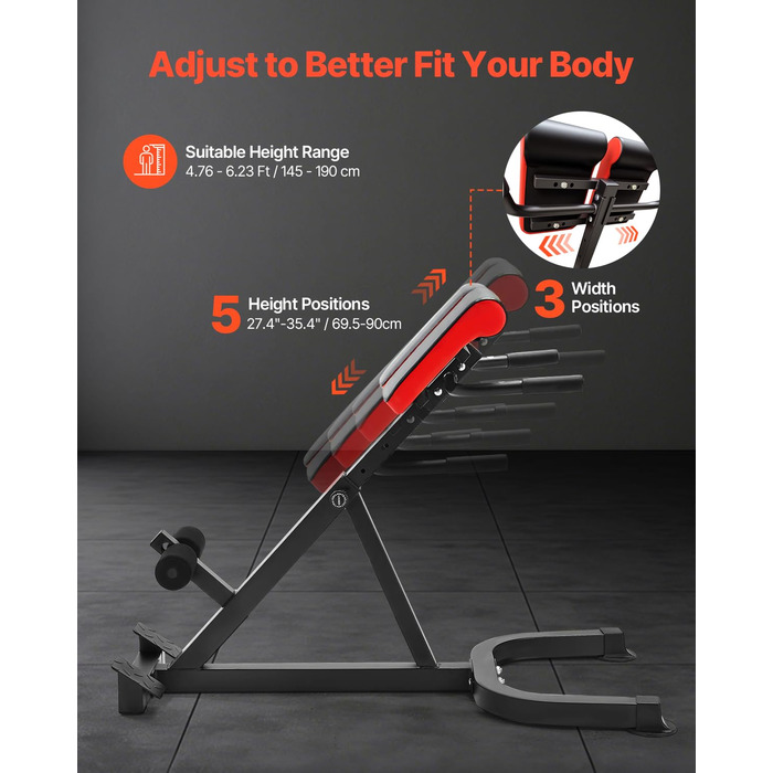 VEVOR римський стул для гіперекстензій, банк гіперекстензій, тренажер для пресу, фітнес-лавка для дому, 136 кг, регульований