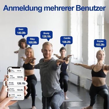 Вага Anyloop для вимірювання жиру в тілі, персональна вага з Bluetooth, 180 кг, вимірювання жиру, BMI, пульсу, м'язової маси, води, білка, кісткової маси, BMR, темно-синій