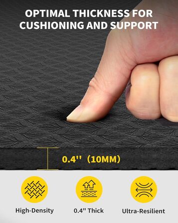 Йога мат Cambivo 183x122 см, TPE, 6 мм, чорна - для йоги, фітнесу, пілатесу