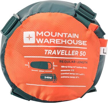 Сплячий мішок Mountain Warehouse Traveller 50 - 220 x 80 x 50 см - вітрозахисний, блакитно-зелений