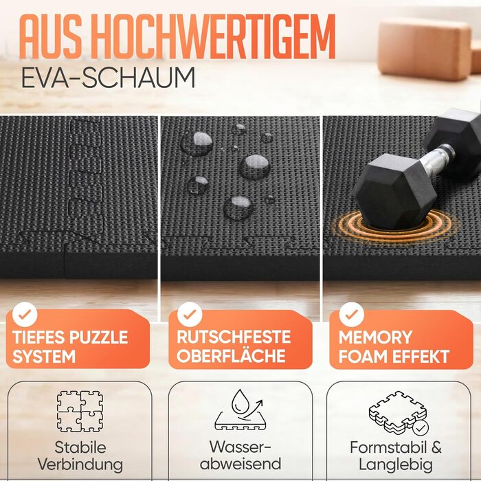 Фітнес-килимок Puzzle Anthracite 1.67 м² (18 матів) + Антиковзкий килимок в подарунок | Килимок для спорту, гімнастики, тренувань