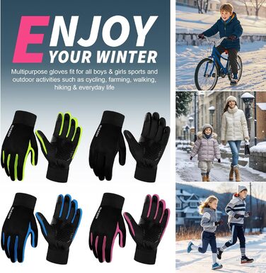 Дитячі зимові рукавички Softshell, водонепроникні, теплі спортивні рукавички для їзди на велосипеді та катання на конях, флісові рукавички для активного відпочинку, чорно-рожеві для хлопчиків та дівчаток L