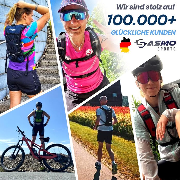 Рюкзак гідратор SASMO® для бігу (синій) 6л з термокишенею та 2л пляшкою