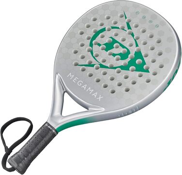 Ракетка для падел Dunlop Megamax Silber/Schwarz/Grün: Графітовий каркас, м'який серцевинний наповнювач Pro Eva, для початківців, кругла форма