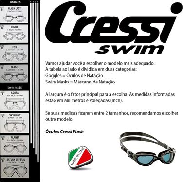 Окуляри для плавання CRESSI Flash (чорно-червоні) з прозорими лінзами: для басейну, триатлону, снорклінгу. Антифог, захист від подряпин та UV