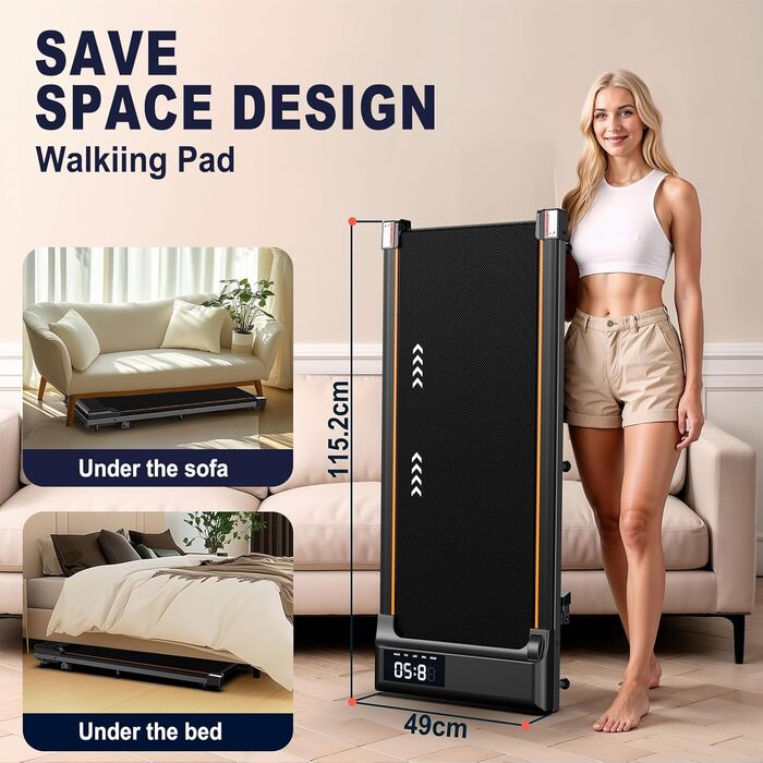 Бігова доріжка для дому Walking Pad з LED-дисплеєм, 2-в-1 для ходьби та бігу, пульт ДК, мотор 2.25HP, швидкість 1-6 км/год, гарантія 2 роки