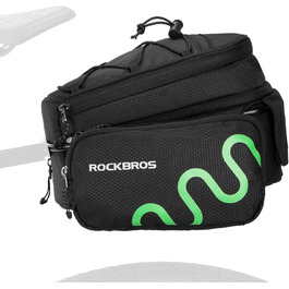 ROCKBROS велосипедна сумка на багажник 6-8л, з кріпленням, водонепроникна, зі світловідбивачами, чорна
