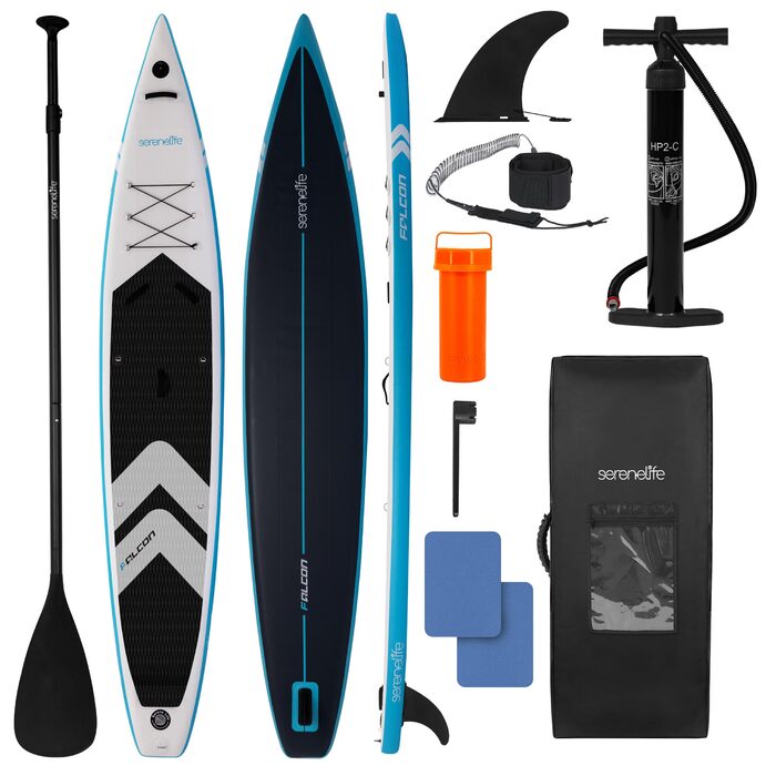 SUP дошка SereneLife Race надувна 427x71 см, комплект для сплаву та змагань, швидка, з антиковзким покриттям, для досвідчених