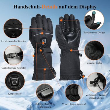 Обогріваючі рукавички Minthouz 5V 5000mAh USB-C з регулюванням температури, водонепроникний сенсорний екран, 3 режими нагріву, для активного відпочинку та роботи на вулиці