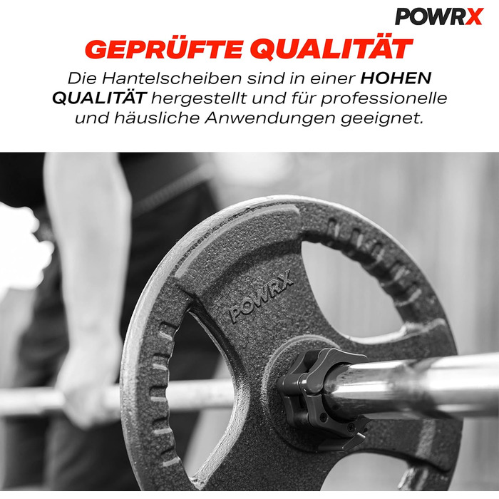 Диски для штанги POWRX Olympia 2,5-40 кг, набір 2 шт., 50 мм – гантельні та штангові ваги з чавуну для тренувань