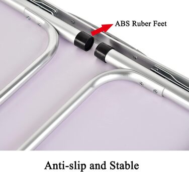 Складаний столик 60 см, портативний, для кемпінгу та пікніків, сад, на вулицю. Складаний стіл з алюмінієвим каркасом, регульована висота, 60 x 45 x 26 см, білий