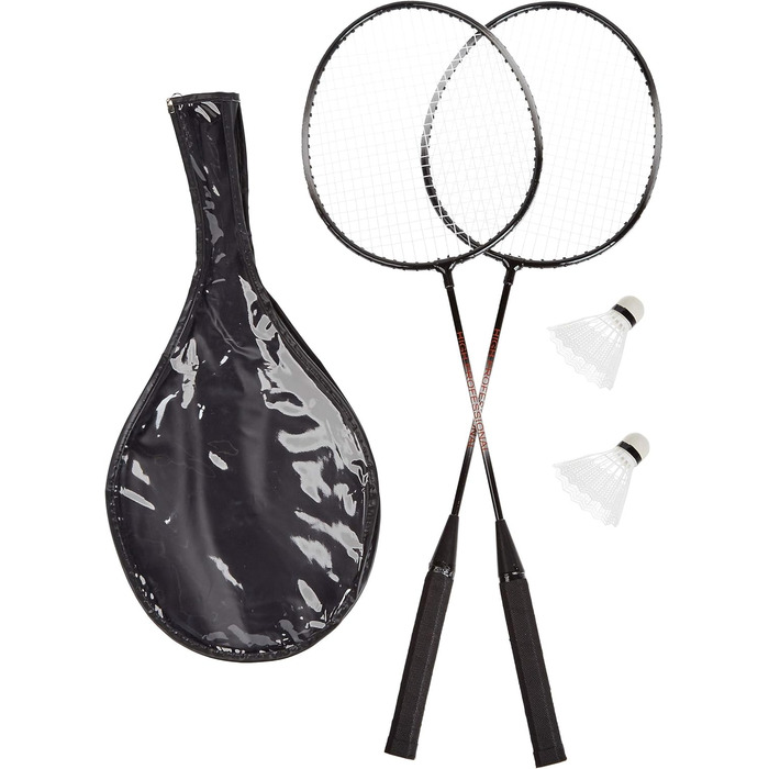 Набір для бадмінтону Relaxdays з сумкою, міцні м'ячі, ракетки для дітей та дорослих, висота 66 см, ширина 20,7 см, сірий, 2 ракетки