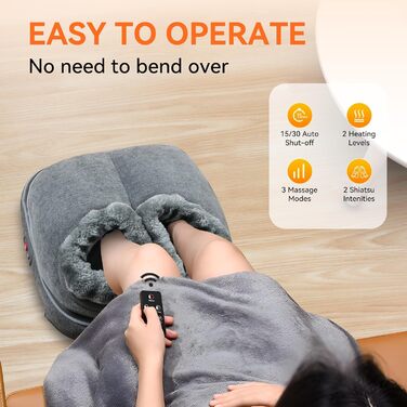 Електричний масажер для ніг Snailax Shiatsu з підігрівом та пультом дистанційного керування, 2-в-1, для розслаблення, подарунок для чоловіків/жінок