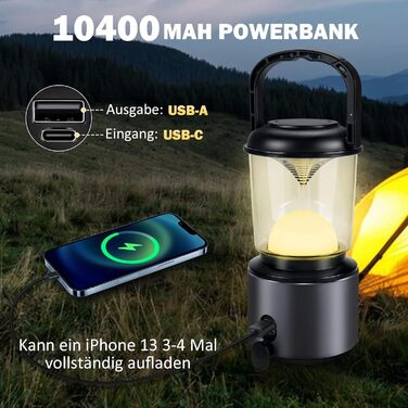Yonktoo Налобний ліхтар для кемпінгу: акумулятор 10400mAh, USB-C, червоне світло, LCD-дисплей, водонепроникний IPX5, для піших прогулянок, риболовлі, надзвичайних ситуацій (сірий)