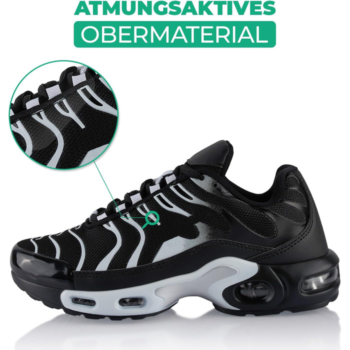 Спортивні кросівки для жінок та чоловіків, амортизація, легкі бігові кросівки (42 EU, чорний та білий)