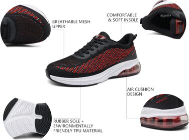 Спортивні кросівки для чоловіків та жінок, кросівки для фітнесу, бігу, трекінгу, 4 кольори, розміри 36-47 EU, зелено-білі (36 EU, червоно-чорні)