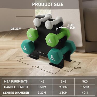 Набір гантелей Kurzhantel-Set для дому та фітнес-залу, 18 кг (небо, лайм, зелений)