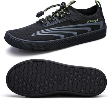 Водні шльопанці WateLves для чоловіків та жінок. Шкарпетки для плавання, аквашузи, шкарпетки для серфінгу, швидко сохнуть, кольору місячного зеленого (чорний, 40 EU)