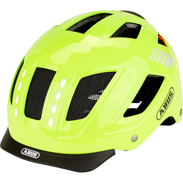 Велошолом ABUS Hyban 2.0 LED з переднім і заднім світлом, жовтий, XL (58-63 см), міцний корпус, для чоловіків і жінок