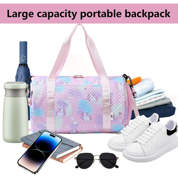 Спортивна сумка з єдинорогом, рожева - для тренувань та спорту (унісекс)