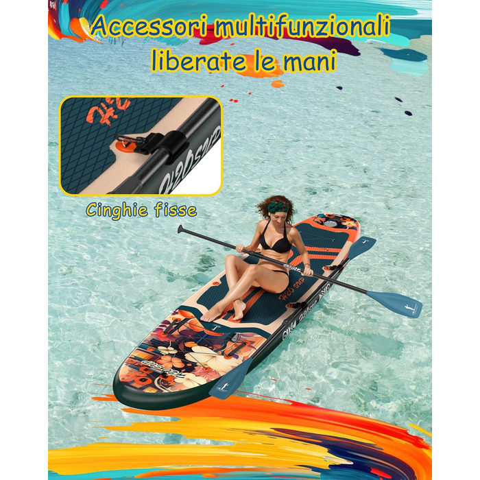 Надувний SUP-борд H2OSUP Stand Up Paddling Board - широка дошка для паділбордингу з преміум аксесуарами, стабільний надувний SUP для будь-якого рівня (зелений)