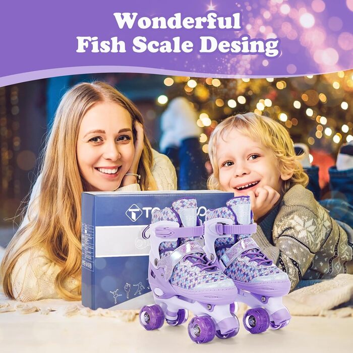 Роликові ковзани TOMSHOO для дівчаток, регульовані, з LED-підсвіткою, для початківців, дитячі, подарунок