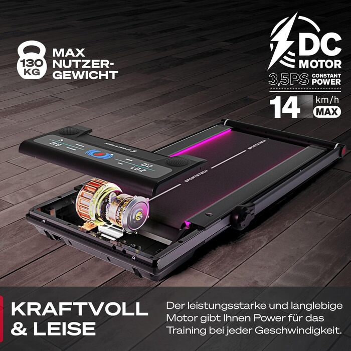 Біговий доріжка Sportstech F10 / sWalk Plus: складана, з нахилом, до 12 км/год, з додатком, до 130 кг