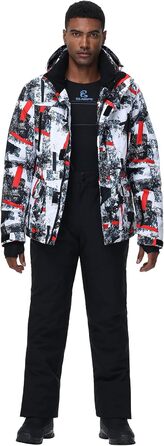 Костюм чоловічий гірськолижний HOTIAN, комплект куртка та штани, теплий зимовий костюм для сноубордингу, катання на лижах, походів, альпінізму, XL, червоно-біло-чорний