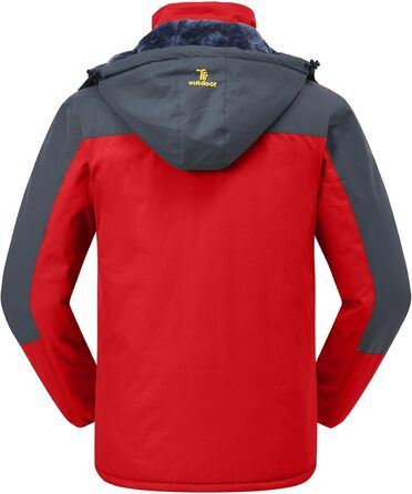 Чоловіча зимова куртка Jacken з флісовою підкладкою, водонепроникна, дихаюча, тепла, вітрозахисна, софтшелл, знімний капюшон, червона, XL