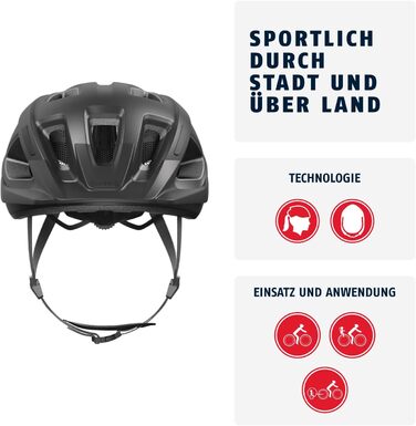 ABUS Aduro 3.0 LED: Шолом для велосипеда, сірий (Titan), 58-62 см - для міста та спортивних поїздок, з LED-ліхтарем