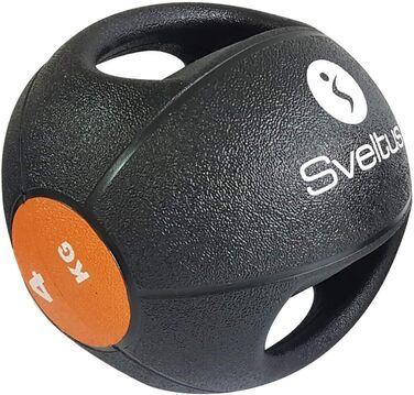 Медичний м'яч Sveltus 4 кг з ручками, чорний/помаранчевий
