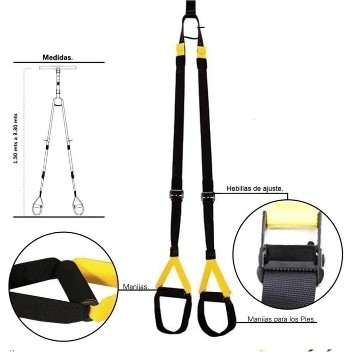 Набір для тренувань зі стропами для дому та на вулиці | Комплект для саспеншн-тренінгу з дверним кріпленням, регульованими ременями, сумкою для перенесення | Тренування всього тіла, обладнання для калістеніки, фітнес, домашні тренування