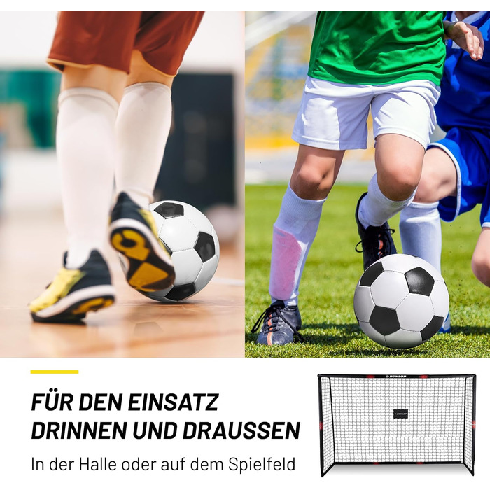 Футбольні ворота Dunlop 240x160x85 см для саду, металеві, чорні/червоні, для дітей і дорослих, футбольне тренувальне обладнання для вулиці та дому