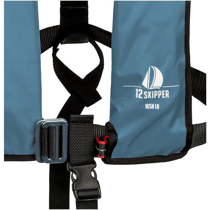 Рятувальний жилет автоматичний 165N з облямівкою, сталево-блакитний