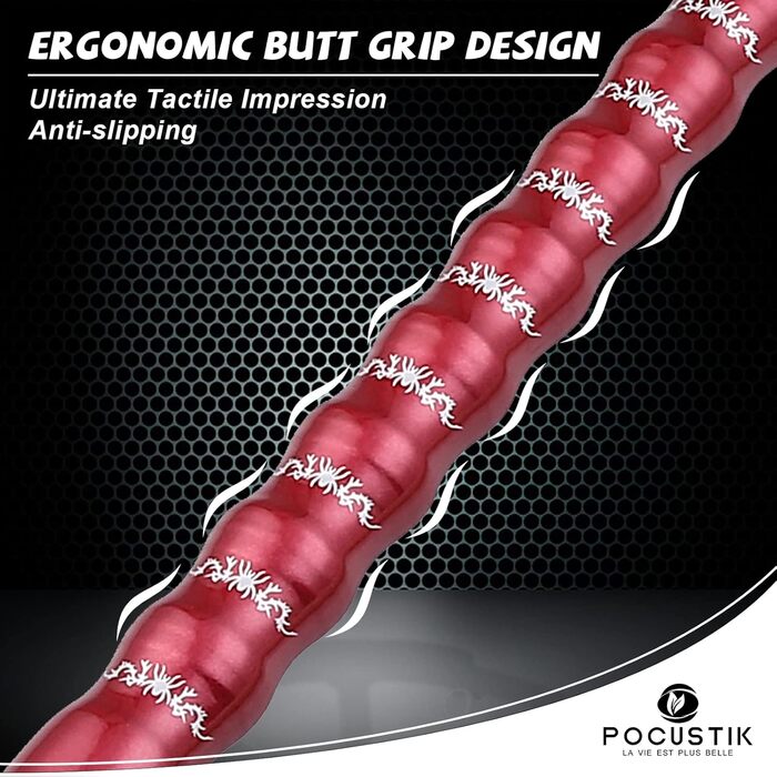 Набір більярдних київ POCUSTIK (2 шт.), 58'' - набір для дорослих, ергономічні киї для більяру, для дому, з канадського клена, чорний/червоний