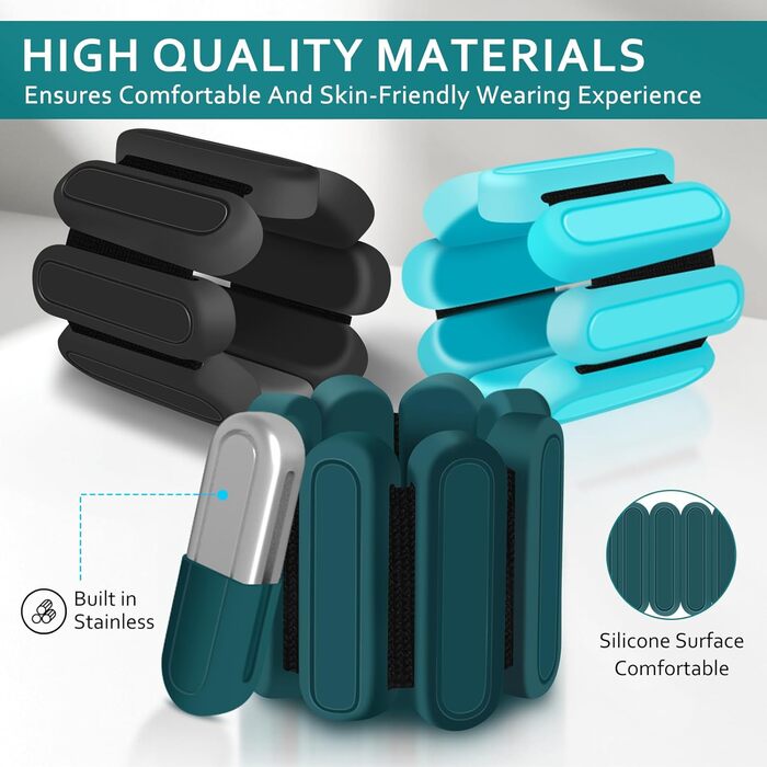 Регульовані вантажні манжети на зап'ястя та кісточки, комплект 2 шт (по 0,5 кг), преміум-силіконові браслети, підходять для йоги, пілатесу, домашнього фітнесу, танців, плавання, бігу, кардіо, силових тренувань, зелені